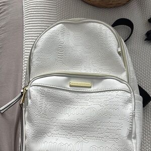 Juicy Couture White Textured Backpack with Minimalist Design